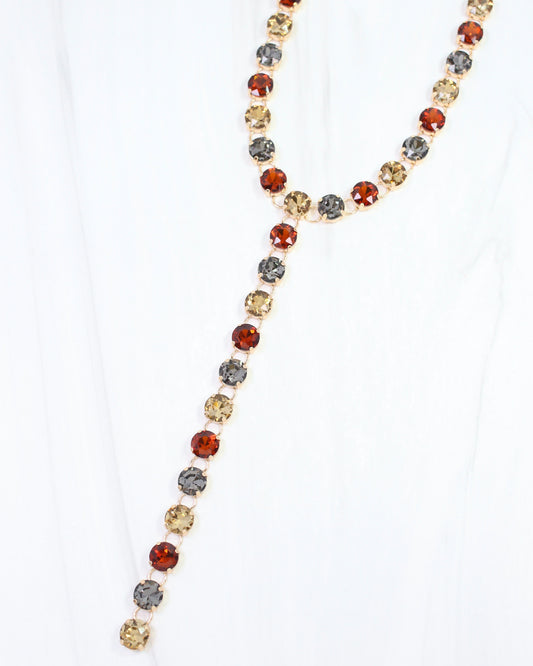 Andrea Rhinestone Y Necklace TPZ DK MUL
