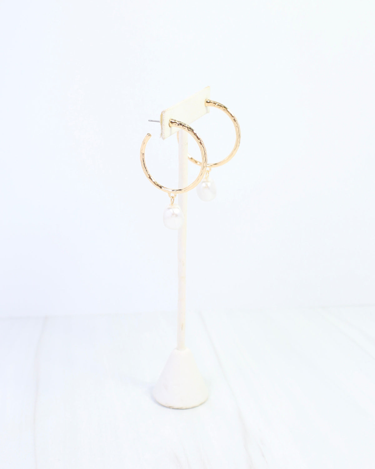 Laila Pearl Dangle Hoop Earring Gold