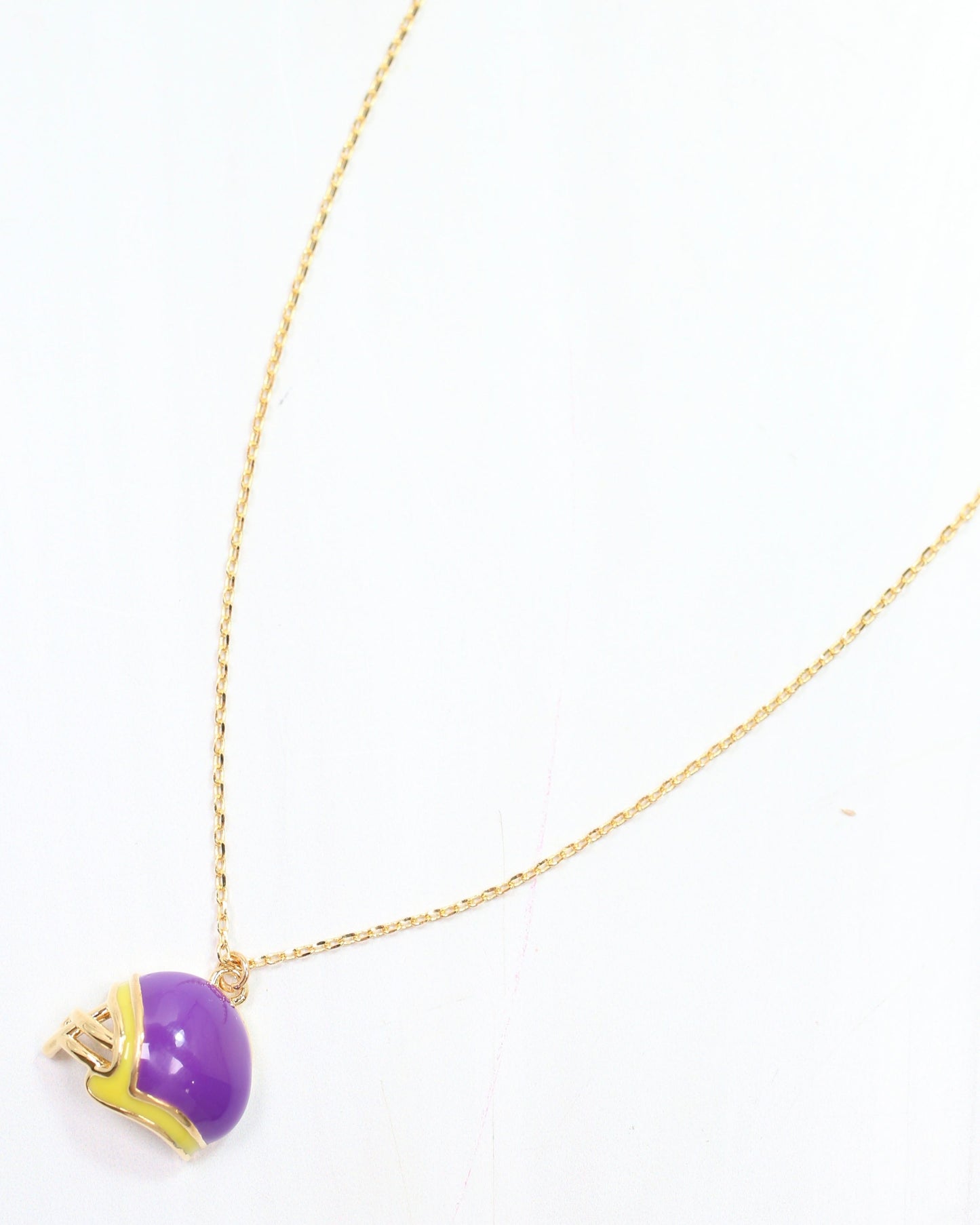 Enamel Helmet Necklace Purple Gold