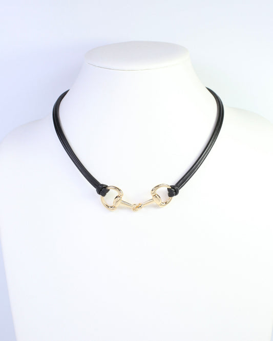 Ellery Horsebit Cord Necklace Black