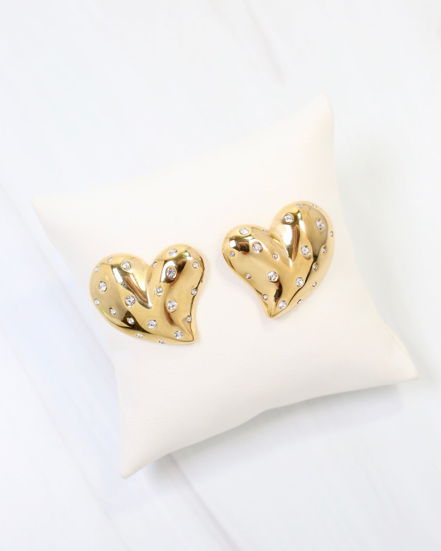 Sweetie CZ Embellished Heart Earring Gold