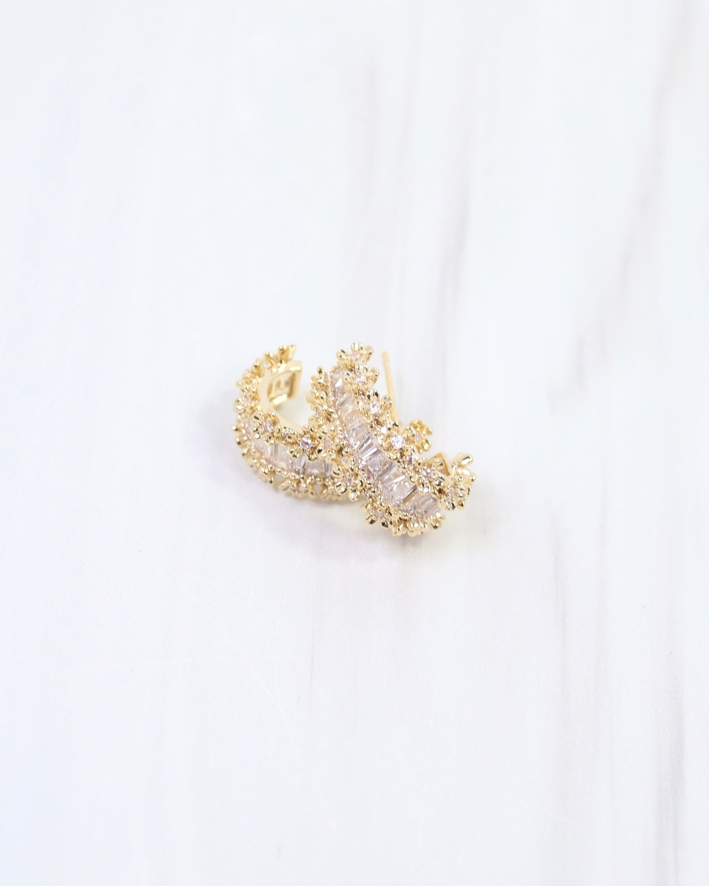 Adelaide CZ Baguette Hoop Earring Gold