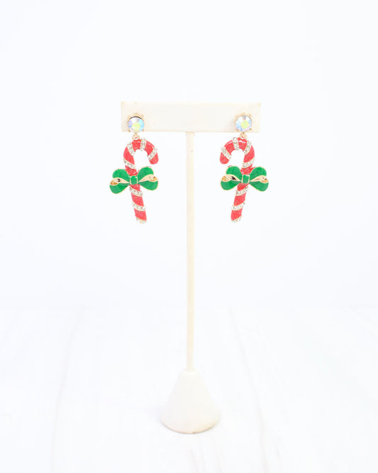 Candy Cane Drop Earring Red