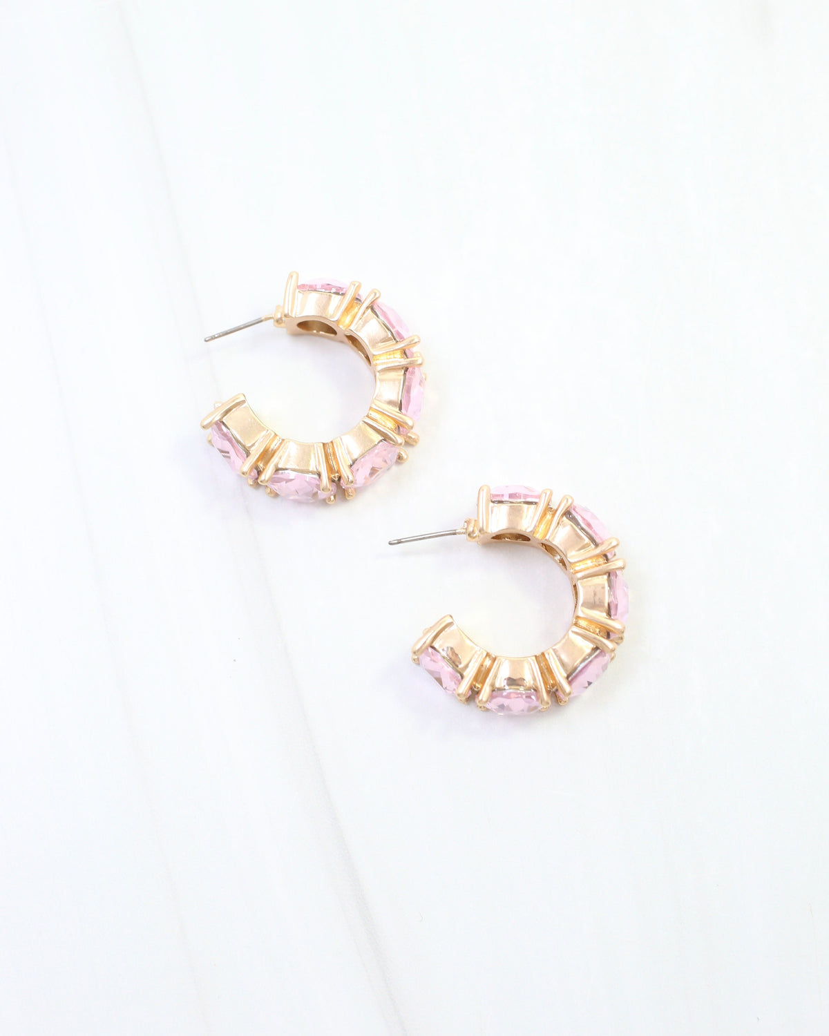 Roxanne Rhinestone Hoop Earring Pink